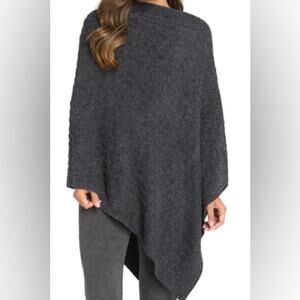 Barefoot Dreams Poncho Cozy Chic Lite Cable Carbon Black Sweater SOFT One Size